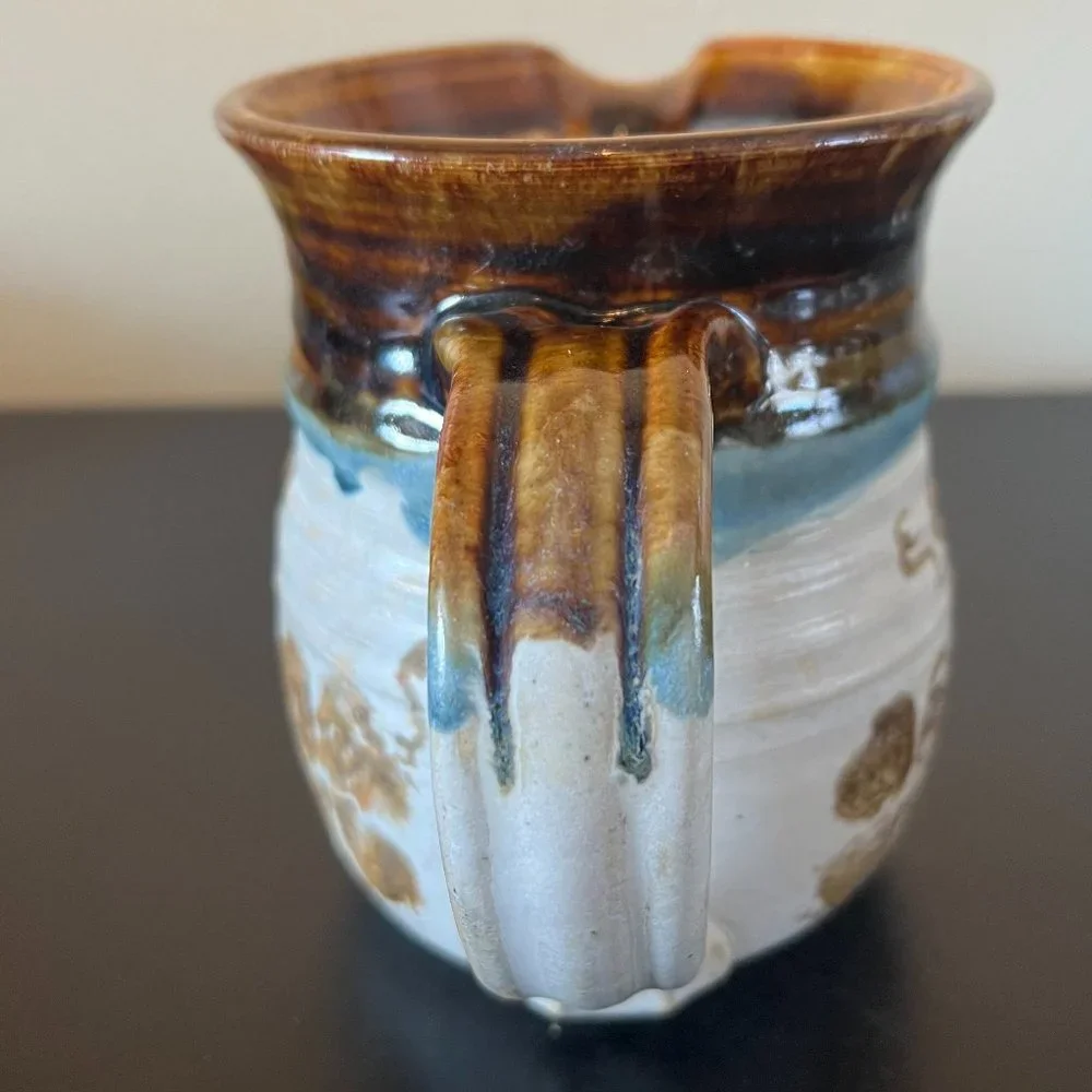 Artist Signed Studio Pottery Pitcher Handcrafted Hand-Thrown Hand Painted Vase